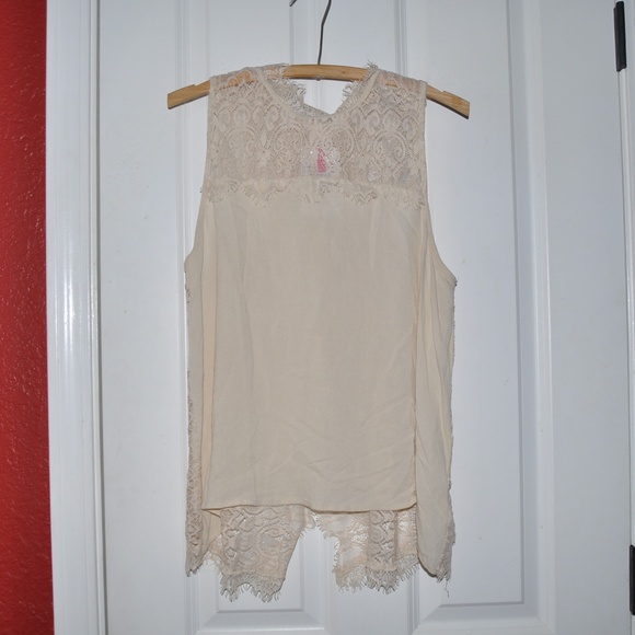 NEW Natural Lace Open-Back Tank Top Blouse [D6] - Picture 4 of 8